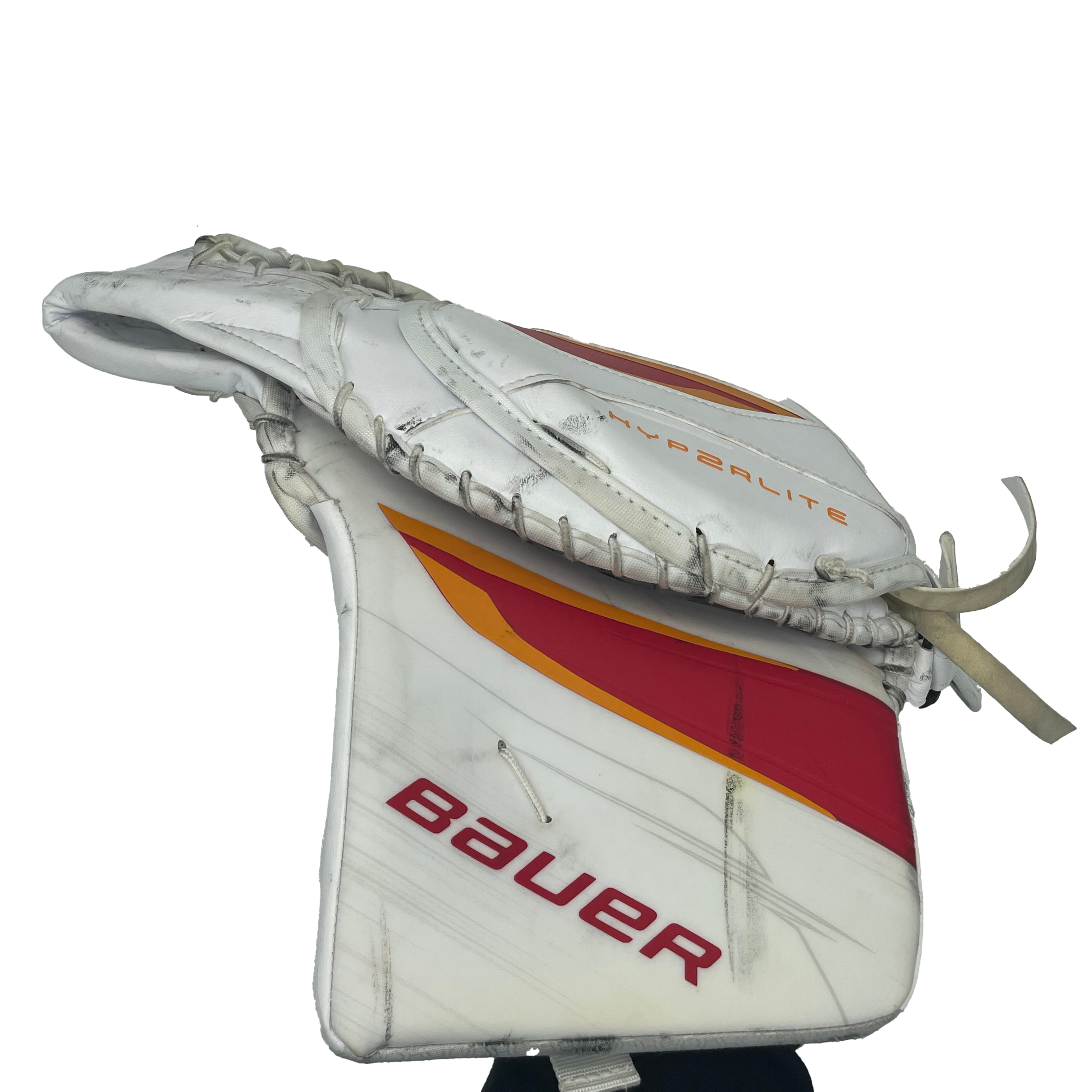 Bauer Vapor Hyperlite 2 - Gant de gardien Pro Stock d'occasion - Jacob Markstrom (blanc/rouge/jaune)